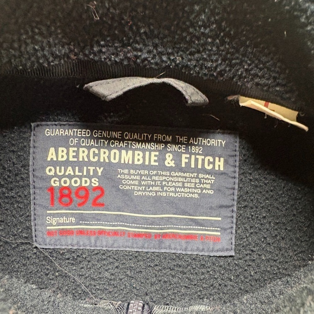 Vintage Abercrombie & Fitch Vest Mens Large Red Blue 1892 Zip Fleece Y2K - Picture 8 of 11